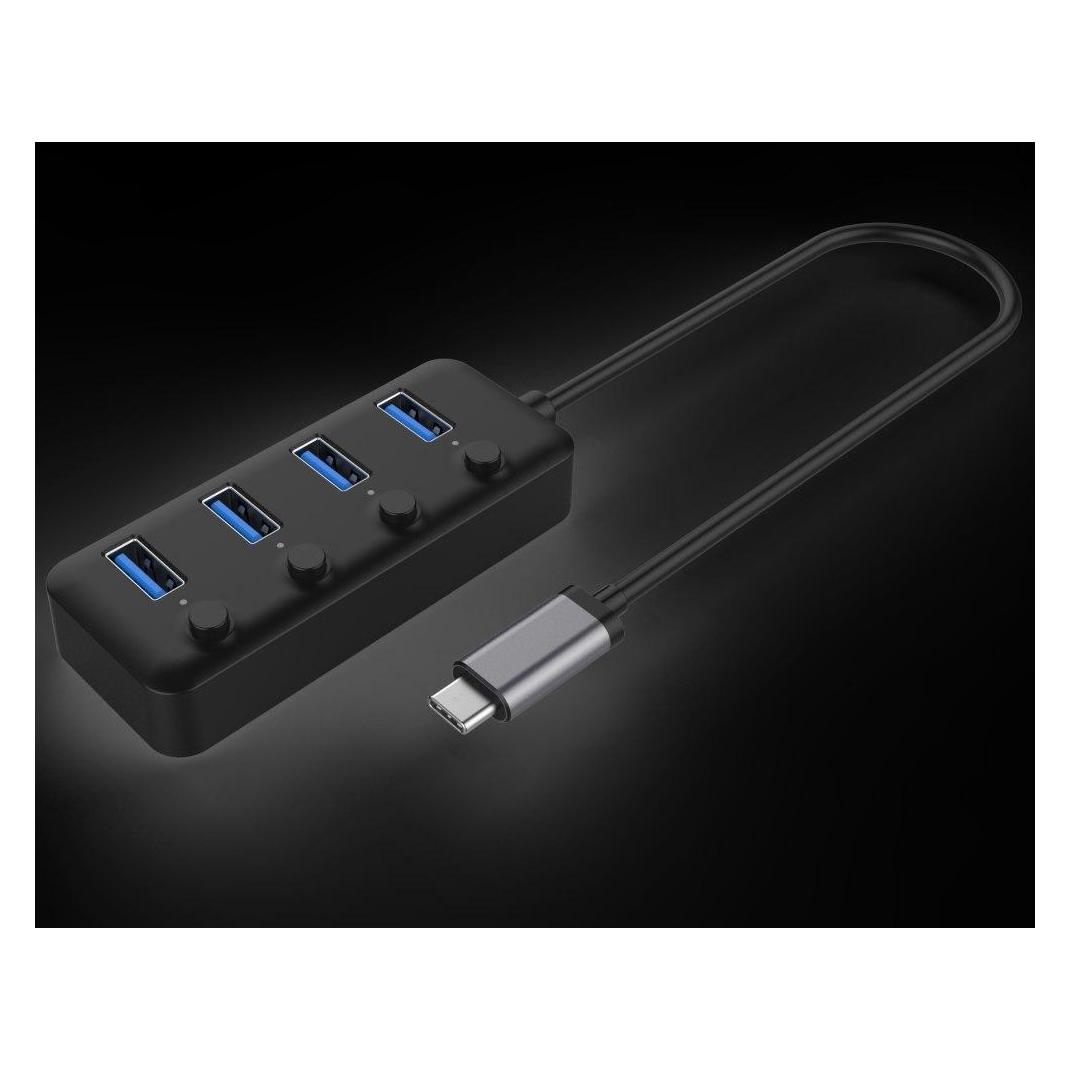 PremiumCord SuperSpeed USB Hub Type C na 4x USB Gen1, vypínaÄe portÅ (USB-C, 4 Ports) (KU31HUB08)