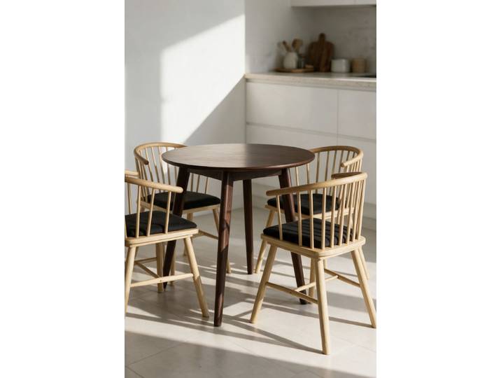 Broon Runder Holztisch 80 cm - Holz sombre
