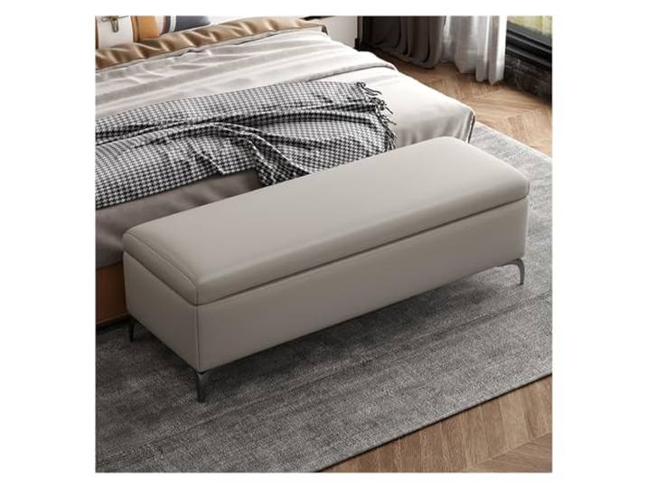 RUNZE765Z Dekorativ Aufbewahrungsbank – Eingangsbank for Schlafzimmer Schlafzimmerbänke for das Fußende des Bettes, gepolsterte Bank(Light grey)