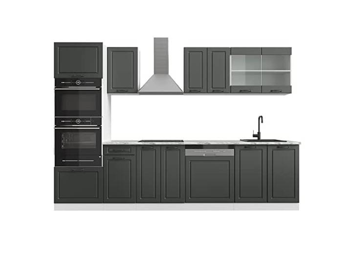 Vicco Küchenzeile R-Line, Anthrazit Landhaus, 300 cm