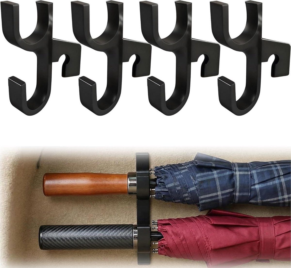 Universele Autohaken Zwart - 4 Stuks - Kofferbak Clips voor Auto Organisatie