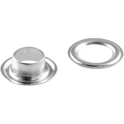 100 Planenösen, rostfrei, selbstschneidend, Messing silber | Rundösen #1 (⌀ 8 mm)