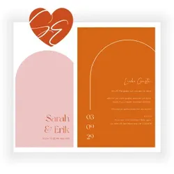 Einzigartige Hochzeit Einladungskarten mit eigenen Fotos gestalten im Design "Einladungskarte Hochzeit: Mit Herz" - Musterkarte - Karten einfach online bei wunderkarten gestalten und bestellen