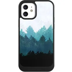 Nivocase Hülle für Apple iPhone 12 Handyhülle NIVOcore Case Schwarz Abstrakt Baum Wald (Apple iPhone 12), Smartphone Hülle, Schwarz