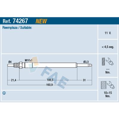 FAE Glühkerze 74267 für HONDA