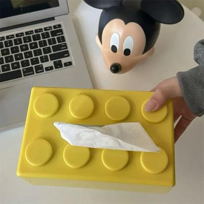 Uplifted Finds Building Block Creative Tissue Box   High Aesthetic Decorative Napkin Holder & Household Storage Case yellow
