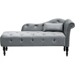 CHAISELONGUE-RECHTSSEITIGE Samtstoff Grau Ivry