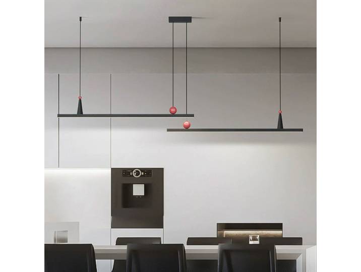 Lampe suspendue moderne pour bureau, en aluminium noir, luminaire linéaire suspendu, idéal pour restaurant, îlot de cuisine, salle à manger, lustre en bande