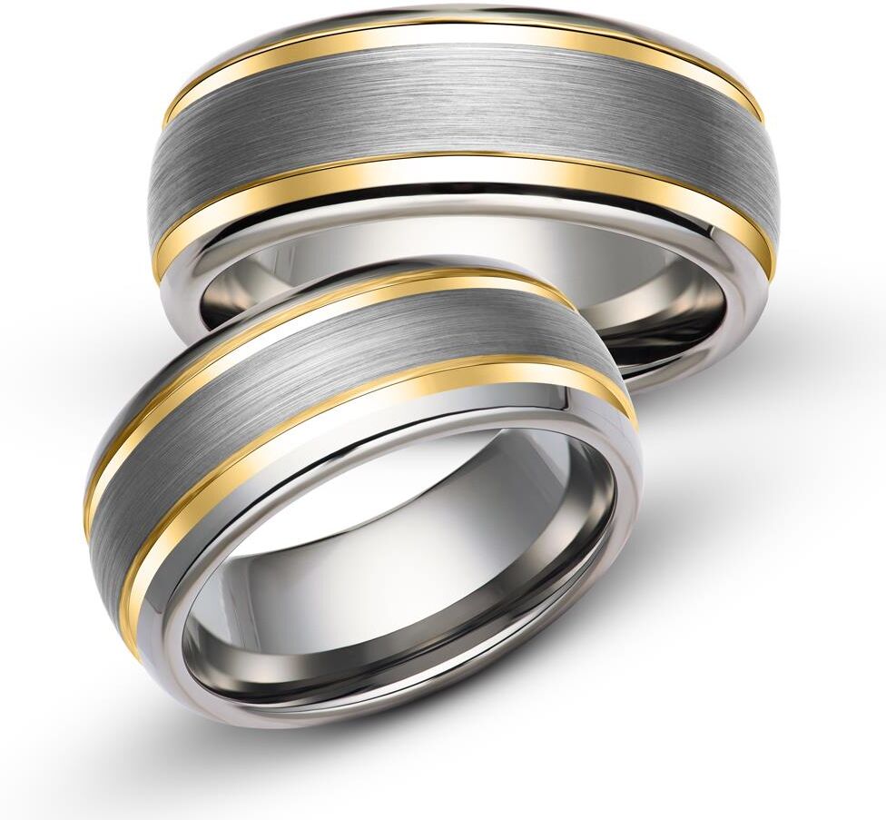 Unique Zweifarbige Trauringe aus Wolfram silber-gold