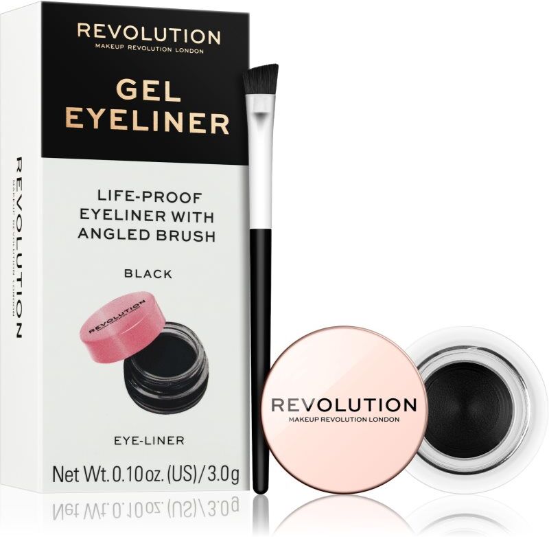 Revolution Gel Eyeliner Pot gel eyeliner with brush shade Black 3 g