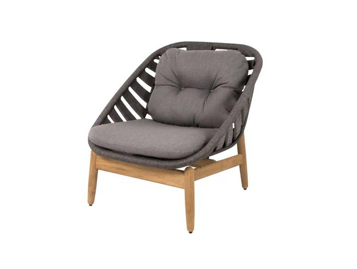 Cane-line Fauteuil lounge Strington Cane-Line Airtouch dark grey-teak