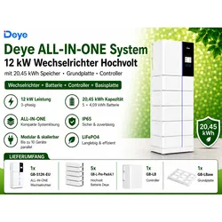 Deye  ALL-IN-ONE  System  12kW  Wechselrichter  Hochvolt  mit  20,45  kWh  Speicher  Grundplatte  Controller