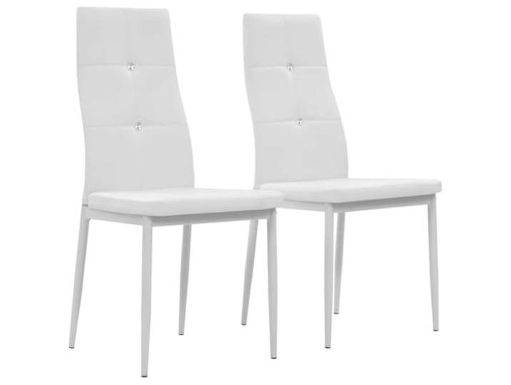 Fisinber Esszimmerstühle 2er Set Gepolstert Weiß Küchenstühle Edle Kristallknöpfe und ergonomische Lehne schaffen im Essbereich oder Wohnzimmer eine bequeme, stilvolle Atmosphäre.