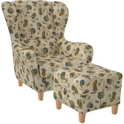 Supellex Sofia Ohrensessel mit Hocker   Design Provence Lavendel