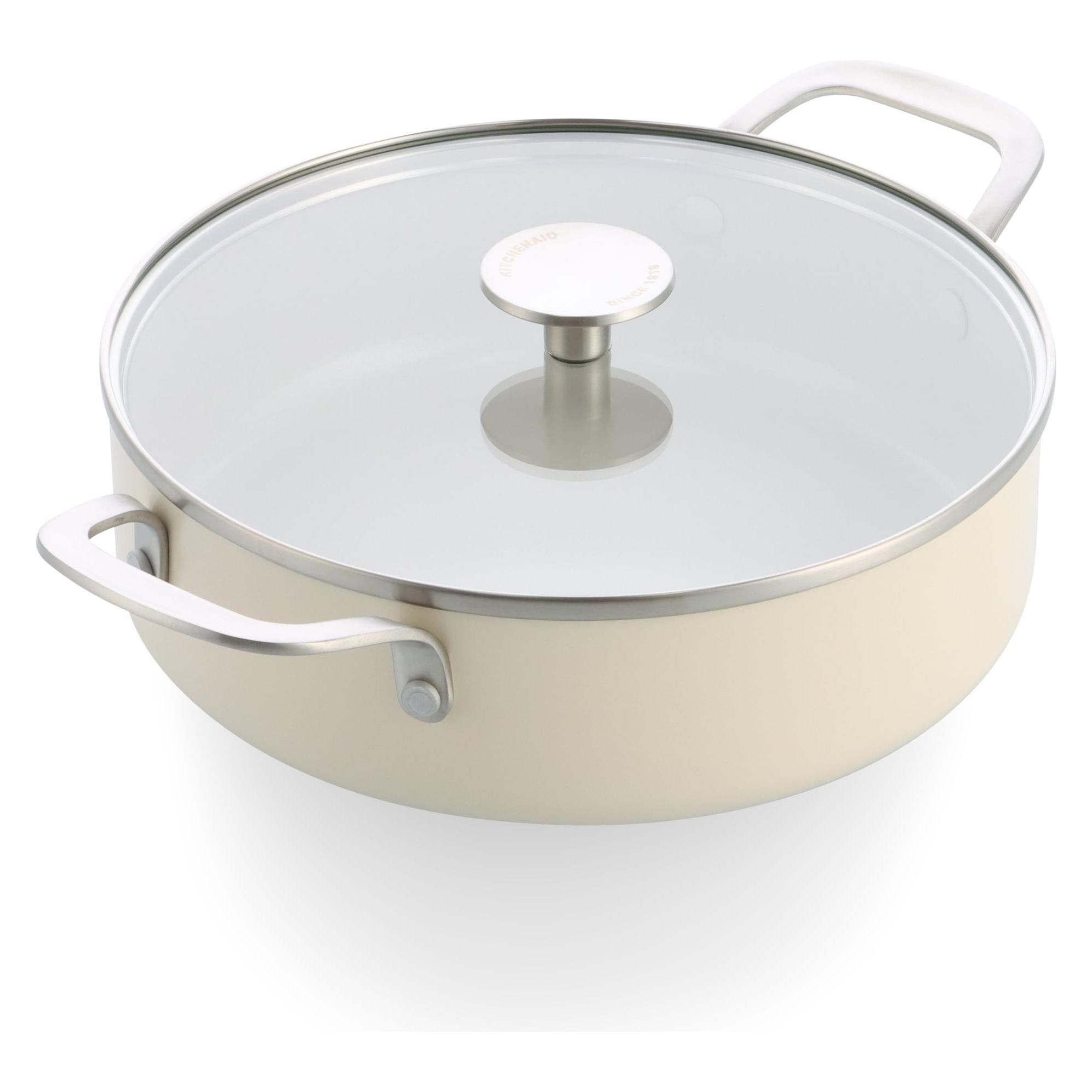 KitchenAid - Coloured Aluminum Covered Skillet with 2 Sidehandles - Almond Cream - 28 cm (CC010433-001)