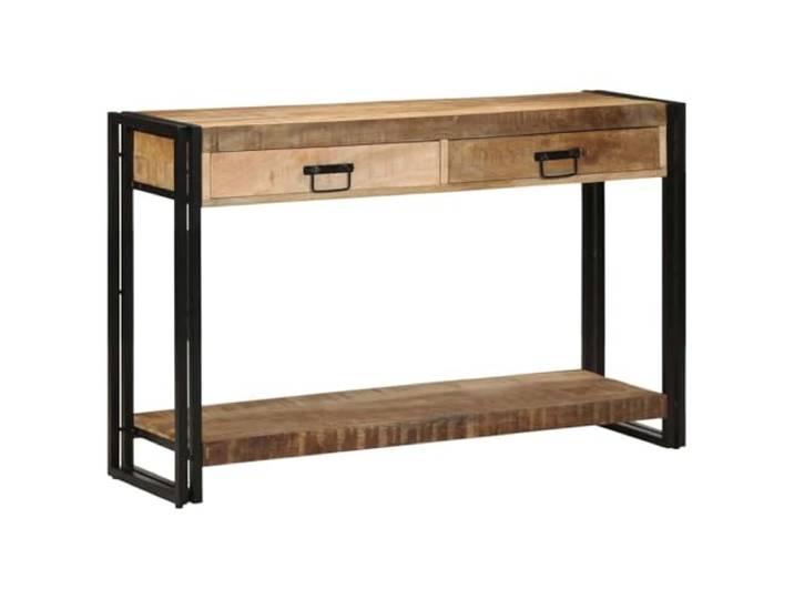 Schubladenkonsole Braun 120 x 33 x 75 cm Mangoholz Mangoholz, Stahlrahmen, 2 Schubladen, für Flur, Wohnzimmer, Montage mit Anleitung