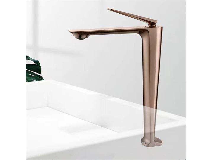 Robinet de lavabo en or rose, robinet de salle de bain haut en or brossé, robinet de lavabo noir chaud et froid, mitigeur de toilette à poser sur le comptoir