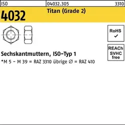 Sechskantmutter ISO 4032 M12 Titan (Grade 2) 25 Stück