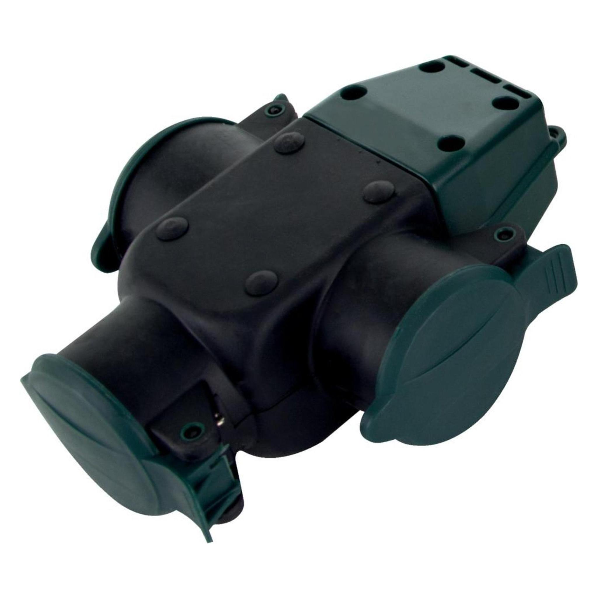 Magni REV 0512156555 Schutzkontaktkupplung, dreifach Kupplung, Thermoplast, IP44, 16A, schw.-gr. (4008297121565)