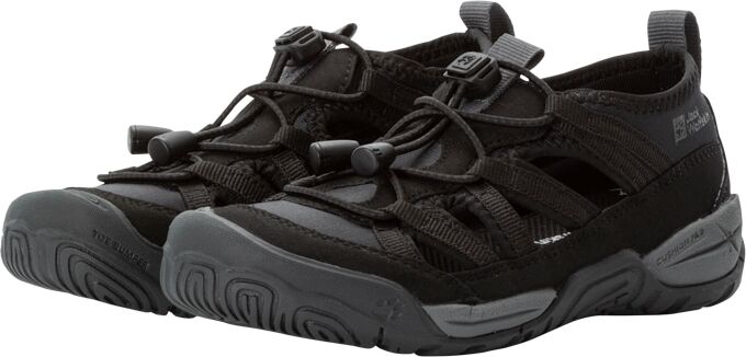 Sandale JACK WOLFSKIN "VILLI SANDAL K", Mädchen, Gr. UK1-EU33, Normalschaft, schwarz, Main Material Second Material: 100% Polyamide. Lining: 100% Polyamide. Sole: 100% Rubber/ EVA, Schuhe Sandale schwarz UK1-EU33, Normalschaft