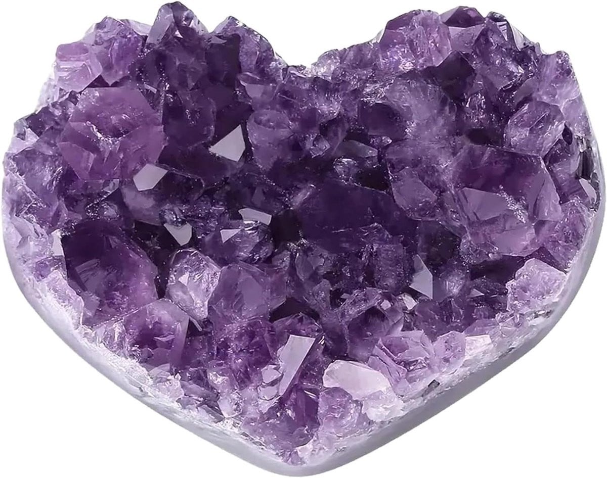 Amethist Hart Kristal - Natuurlijke Paarse Amethist Geode voor Meditatie en Rust - 4-5 cm