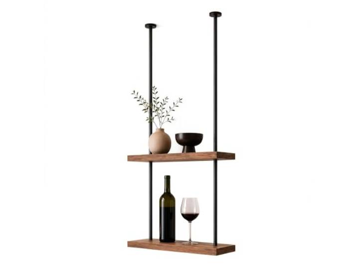 Gaommini Pflanzen-Blumentopf-Ständer, Decken-Hängeregal, Wohnzimmer-Bücherregal, schwebende Dekorationen, Regale, Küchen-Topfpfannen-Aufbewahrungsregal, Bar-Weinhalter(2-Layer 60x30x85cm)
