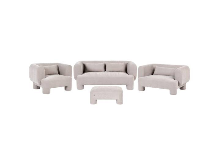 SOFA-SET 6-Sitzer Stoff Beige mit Ottomane Hogbo