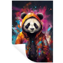 WANDTATTOO Panda - Jacke - Graffiti - Orange Wandaufkleber 80x120 cm