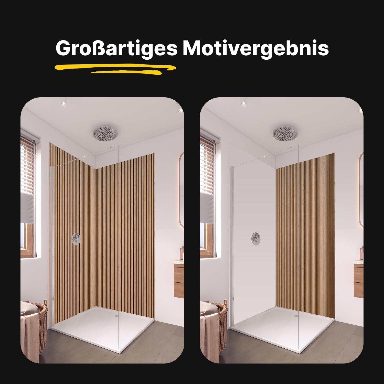 Duschrückwand - Wandverkleidung für Dusche aus Acryl 0,3 cm - 80 x 250 cm - Warme Holzlamellen