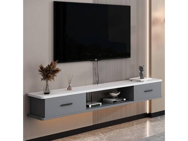 lowboard Schwimmender TV-Ständer zur Wandmontage, schwebender TV-Ständer Entertainment-Center mit Stauraum for Schlafzimmer und Wohnzimmer