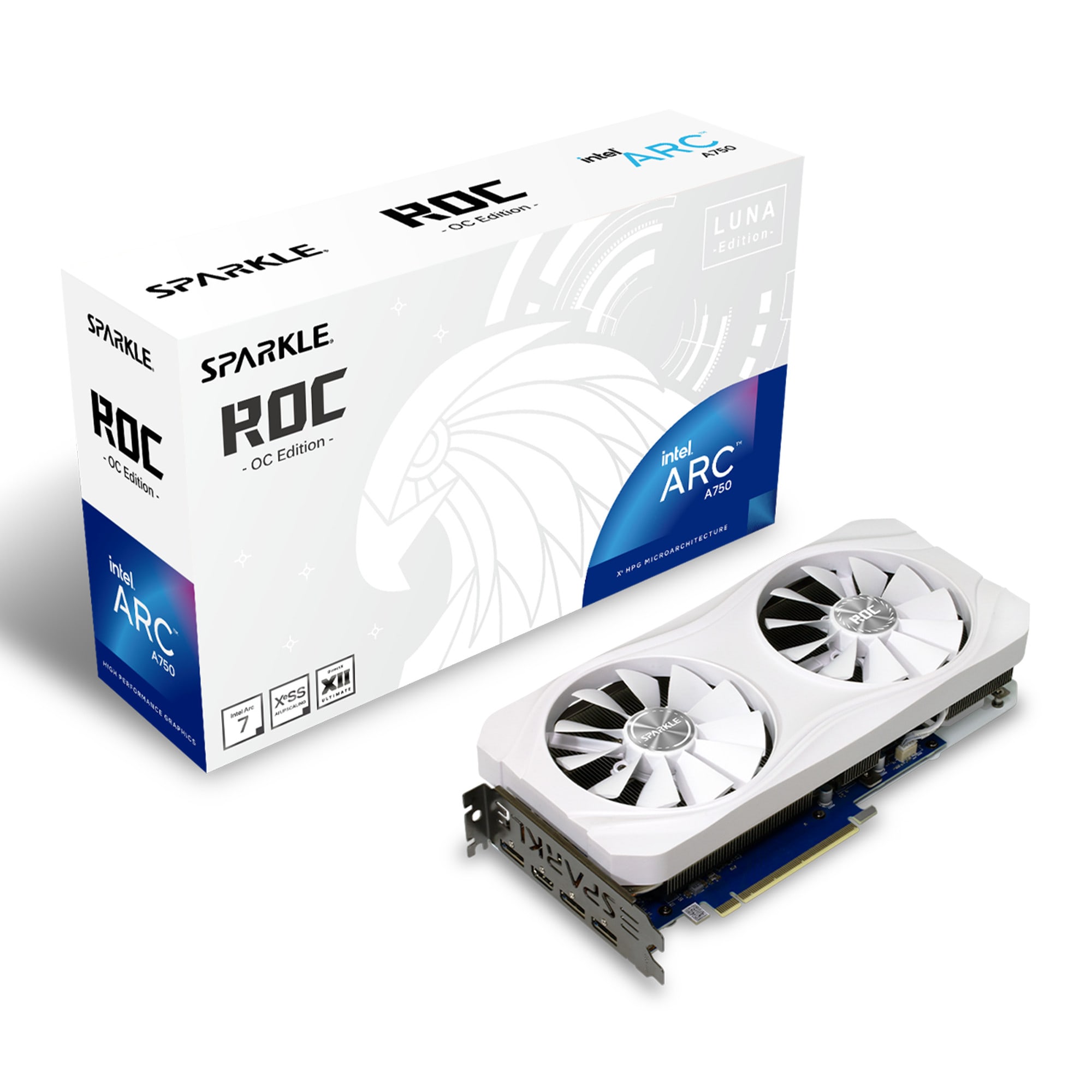 SPARKLE Intel Arc A750 ROC Luna OC 8GB GDDR6 Grafikkarte 1x HDMI 3x DP 1A1-S00413600G
