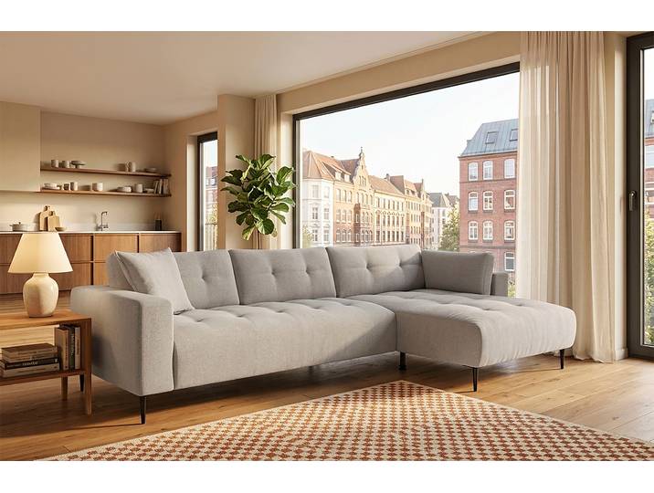 Ecksofa TRENDS BY HG Leo, B: 309, in Cord und Chenille , beige (b737 vinci 25 light grau), B:309cm H:79cm T:158cm, 95% Polyester;5% Polyamide, Sofas, Ecksofa