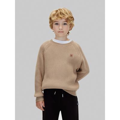 Strickpullover CALVIN KLEIN, Jungen, Gr. 16 (176), beige (cornstalk), Strick, Obermaterial: 100% Baumwolle, unifarben, normal, Rundhals, Raglanärmel Bündchen, Pullover Strickpullover, Raglanärmel, Regular Fit, reine Baumwolle