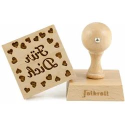 Folkroll Motiv-Keksstempel Für Dich, 55x55 mm, Cookiestempel, Backstempel, Keks, Stempel, Buchenholz, 892745