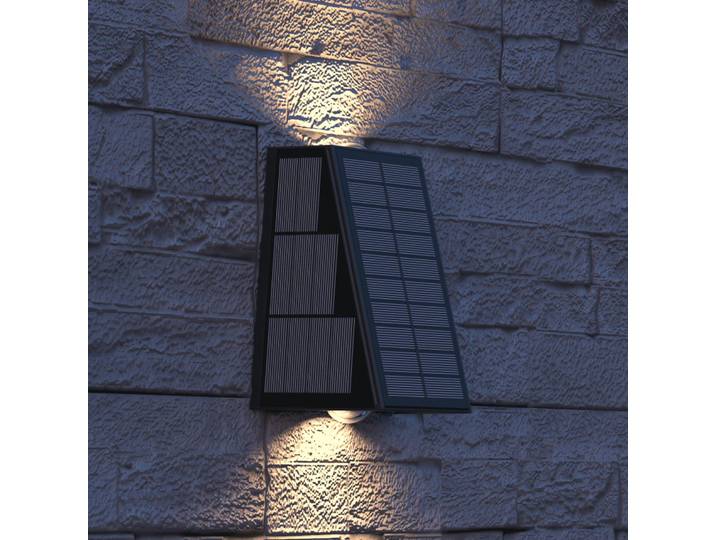 Calex Solar-LED-Außenwandleuchte Matera, up/down, schwarz Matera, schwarz, Kunststoff, Modern, Wandlampe