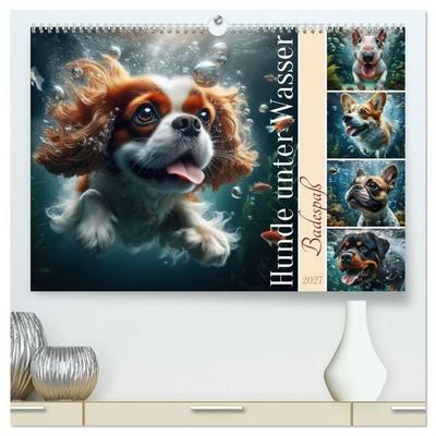 Badespaß - Hunde unter Wasser (hochwertiger Premium Wandkalender 2027 DIN A2 quer), Kunstdruck in Hochglanz
