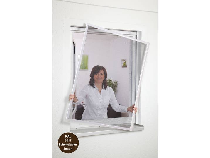 Insektenschutz-Fensterrahmen HECHT INTERNATIONAL Basic , braun (rahmen: braun gewebe: anthrazit), B:120cm H:140cm, Insektenschutzgitter, Insektenschutz-Fensterrahmen