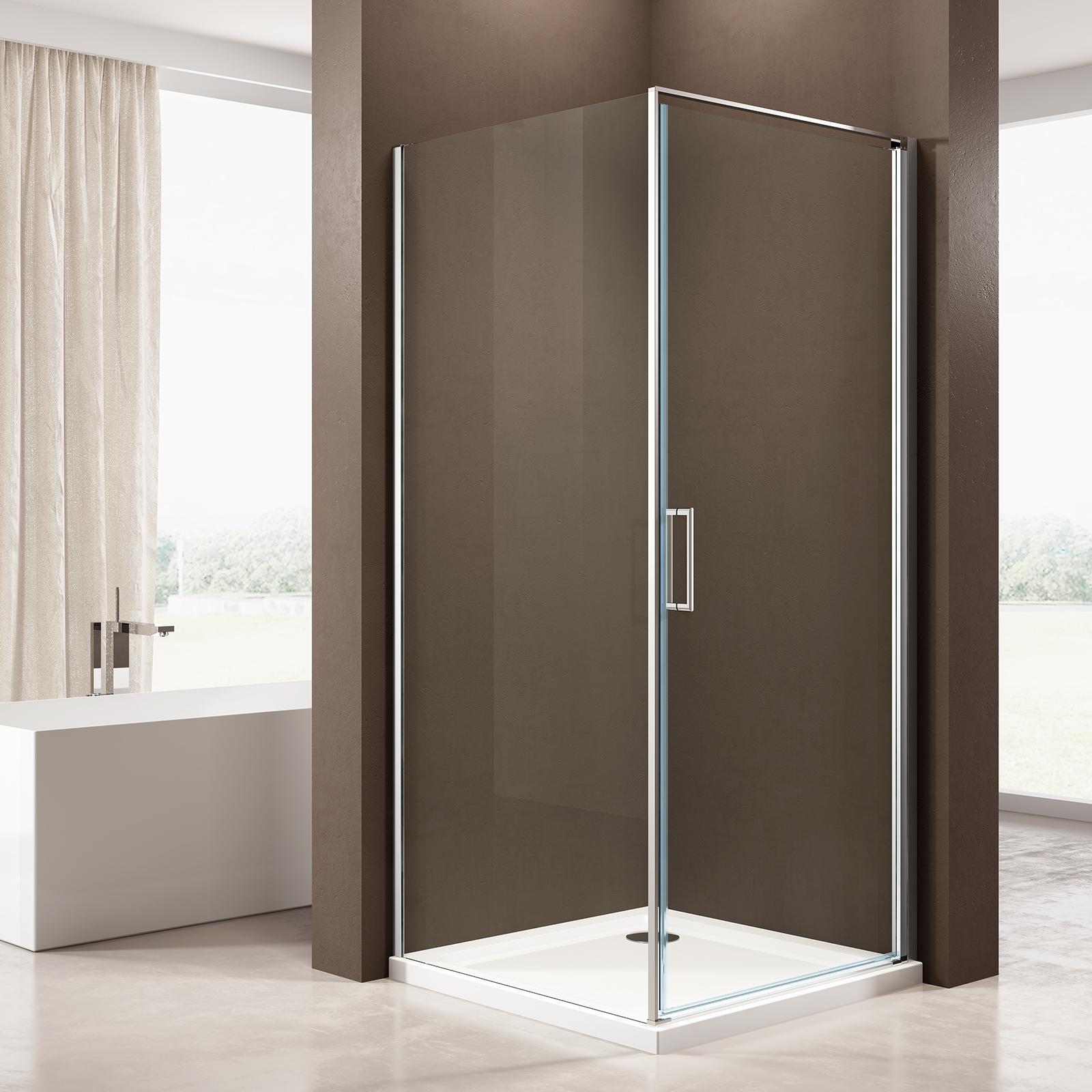 Duschabtrennung EX416S-Kombi 6mm ESG-Sicherheitsglas Nano Drehtür Dusche mit Hebe-Senk-Mechanismus, Maße Duschkabine:80x80cm, Duschtasse:Ohne Duschtasse