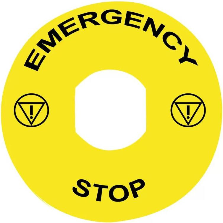Schneider Electric Noodstopbord ZBY-8330 met Engelse tekst, Diameter: 90 mm