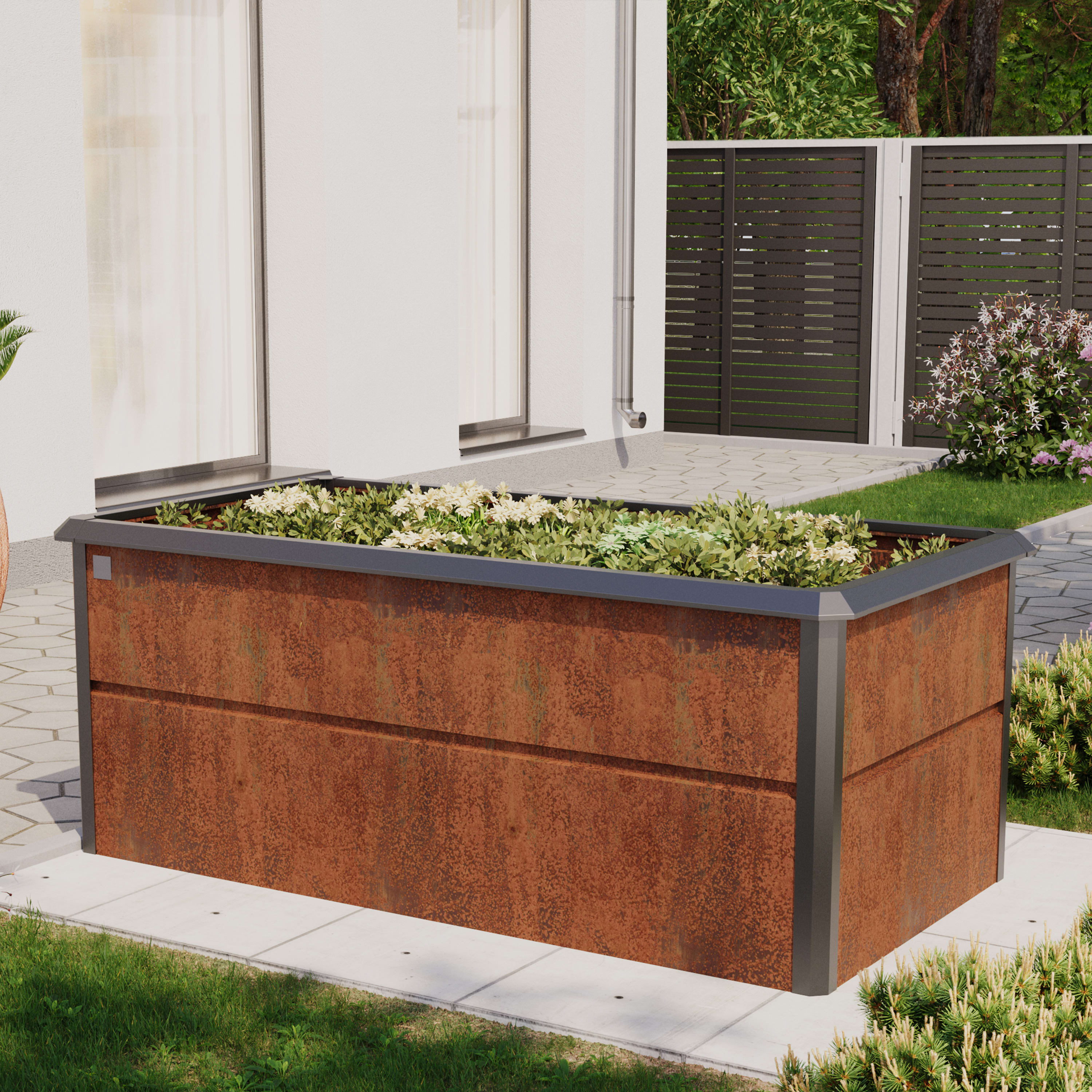 PRIMEYARD 200 x 100 x 77 cm Hochbeet, Cortenstahl, Rost-Optik   inkl. Schneckenschutz - (GFPV00784)