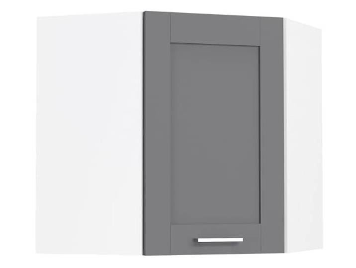 VCM Küchenhängeschrank Weiß/Anthrazit 57x57x60 cm 1 Tür 2 Fächer Eckschrank Platzsparende Ecklösung für die Küche - Verstauen von Geschirr und Vorräten - Für kleine Küchen - Wandmontage möglich