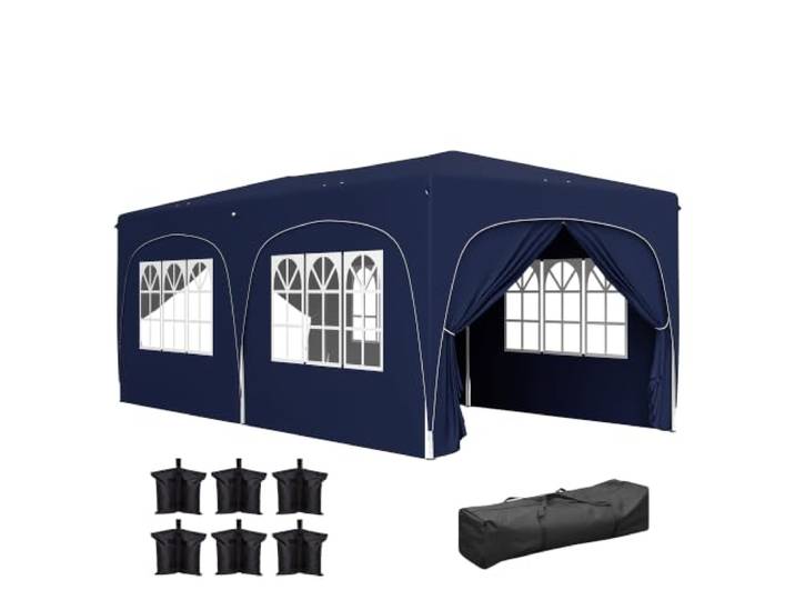 Outsunny Paviljoen 3x6m waterafstotend stabiel wintervast donkerblauw