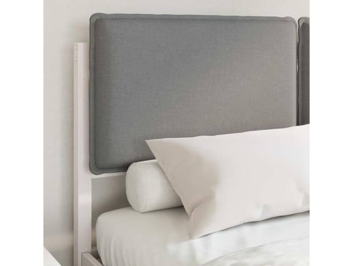 KTHLBRH Bett hellgrau 150 x 200 cm mit gepolstertem Kopfteil Massives Kiefernholz, Lattenrost, abwaschbare Abdeckung, einfache Montage