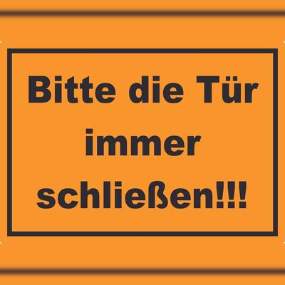 HB-Druck Aufkleber Bitte die Tür immer schließen schwarz-orange A1 (594x841mm)