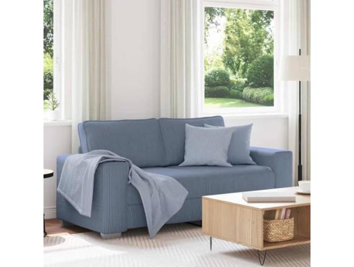 HEFZGDB Zweisitzer-Sofa Blau 140 cm Cordstoff Relaxsofa mit gepolsterten Sitzflächen und robustem Gestell für Wohnzimmer Schlafzimmer Arbeitszimmer langlebig komfortabel