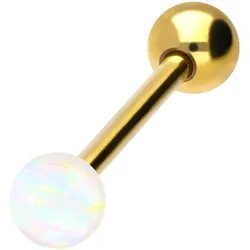 Chirurgenstahl Barbell SYNTHETISCHER OPAL + CHIRURGENSTAHL-KUGEL