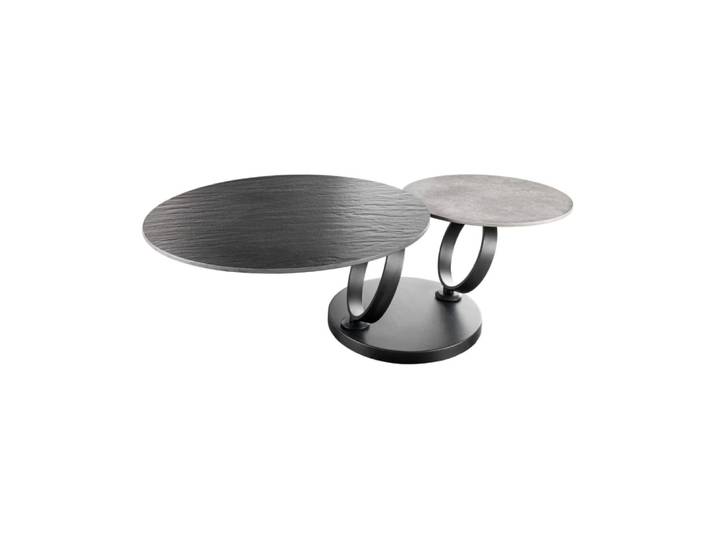 Table basse en céramique noire et grise avec 2 plateaux pivotants