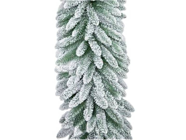 LAALU Weihnachtsgirlande Deluxe Viola 270 cm schneebedeckt 2D mit Drahtenden