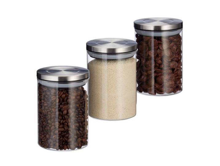 Relaxdays Pots de stockage jeu de 3 750 ml chacun