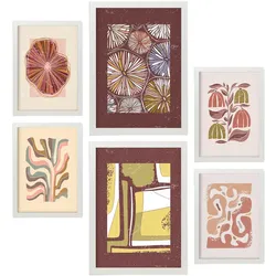 POSTER Set Mit 6 Drucken Mit Bürgersteig In Der Sammlung Ethnischer Style Drucke Dekorative Rahmen Für Zuhause Wandkunstdruck A3 & A4 Weißer Rahmen